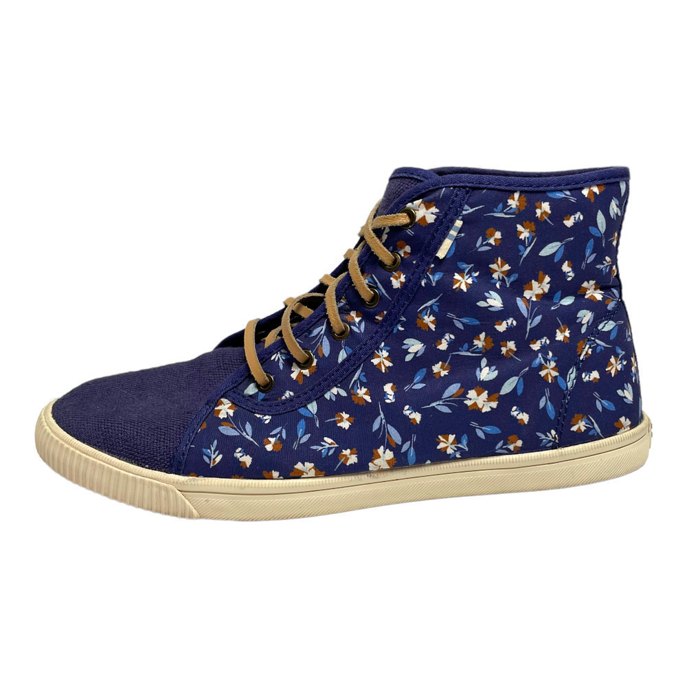 TOMS Deep Cobalt Floral Camarillo Hi-Top Sneaker Women’s Size 8.5 - Picture 3 of 11